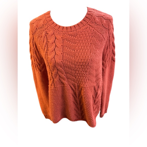 Time and Tru Sweaters - Time and Tru Women's Cable Knit Sweater - Rust